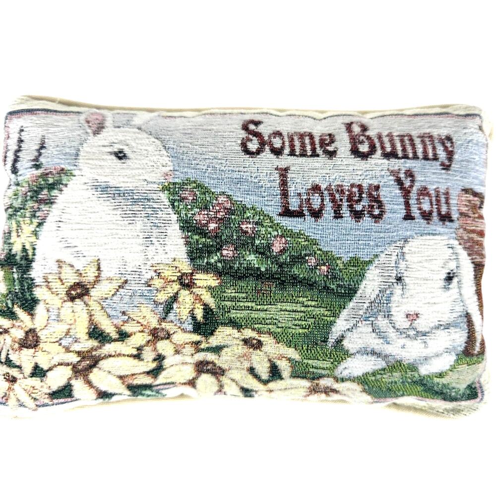 Some Bunny Loves You Tapestry Bunny Rabbit Easter Pillow-Excellent!
